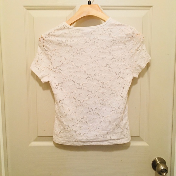 CC Couture White Eyelet Lace Shirt S Petite Small - Picture 9 of 14